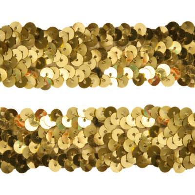 Тесьма с пайетками D16, шир. 30 мм/уп. 25+/-1 м, цвет золото - купить в Тобольске. Цена: 1 087.39 руб.