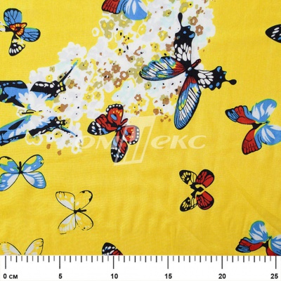 Плательная ткань "Софи" 7.2, 75 гр/м2, шир.150 см, принт бабочки - купить в Тобольске. Цена 241.49 руб.