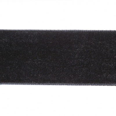 Лента бархатная нейлон, шир.25 мм, (упак. 45,7м), цв.03-черный - купить в Тобольске. Цена: 800.84 руб.