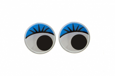 Глазки для игрушек, круглые, с бегающими зрачками, 12 мм/упак.50+/-2 шт, цв. -синий - купить в Тобольске. Цена: 95.04 руб.