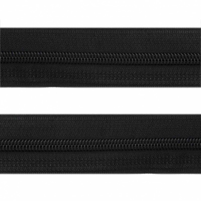 Рулонная молния с покрытием PVC спираль тип 3 (упак.270м) -черная с полосой СВО - купить в Тобольске. Цена: 12.74 руб.