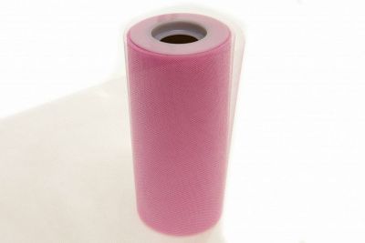 Фатин блестящий в шпульках 16-14, 12 гр/м2, шир. 15 см (в нам. 25+/-1 м), цвет розовый - купить в Тобольске. Цена: 108.61 руб.