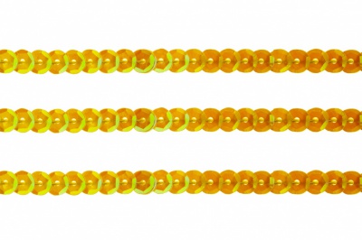 Пайетки "ОмТекс" на нитях, CREAM, 6 мм С / упак.73+/-1м, цв. 92 - золото - купить в Тобольске. Цена: 484.77 руб.