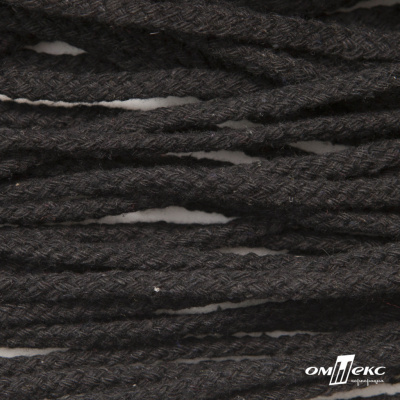 Шнур плетеный d-6 мм круглый, 70% хлопок 30% полиэстер, уп.90+/-1 м, цв.1078-черный - купить в Тобольске. Цена: 594 руб.