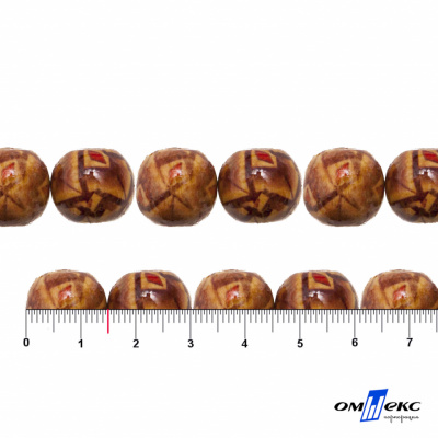 0133-Бусины деревянные "ОмТекс", 15 мм, упак.50+/-3шт - купить в Тобольске. Цена: 77 руб.