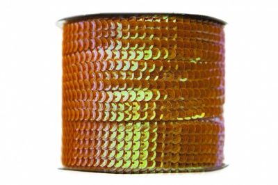 Пайетки "ОмТекс" на нитях, CREAM, 6 мм С / упак.73+/-1м, цв. 88 - оранжевый - купить в Тобольске. Цена: 300.55 руб.