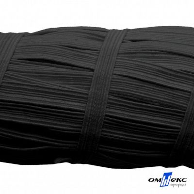 Резиновые нити с текстильным покрытием, шир. 6 мм (55 м/уп), цв.-черный - купить в Тобольске. Цена: 210.75 руб.