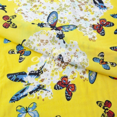 Плательная ткань "Софи" 7.2, 75 гр/м2, шир.150 см, принт бабочки - купить в Тобольске. Цена 243.96 руб.