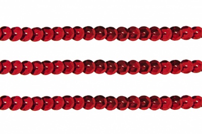 Пайетки "ОмТекс" на нитях, SILVER-BASE, 6 мм С / упак.73+/-1м, цв. 3 - красный - купить в Тобольске. Цена: 468.37 руб.