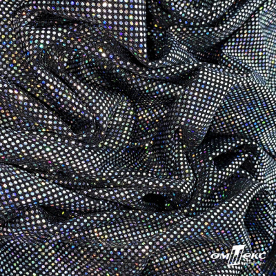 Трикотажное полотно голограмма, шир.140 см, #601-хамелеон чёрный - купить в Тобольске. Цена 452.76 руб.