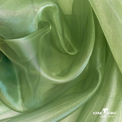 Ткань органза, 100% полиэстр, 28г/м2, шир. 150 см, цв. #27 зеленый - купить в Тобольске. Цена 86.24 руб.