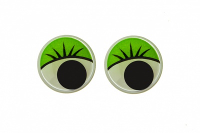 Глазки для игрушек, круглые, с бегающими зрачками, 15 мм/упак.50+/-2 шт, цв. -зеленый - купить в Тобольске. Цена: 113.01 руб.