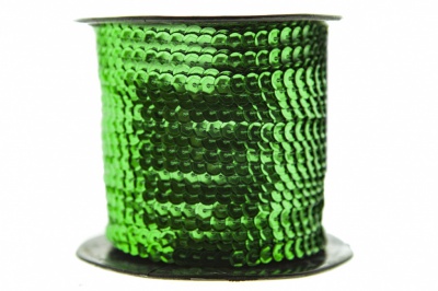 Пайетки "ОмТекс" на нитях, SILVER-BASE, 6 мм С / упак.73+/-1м, цв. 4 - зеленый - купить в Тобольске. Цена: 484.77 руб.