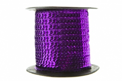 Пайетки "ОмТекс" на нитях, SILVER-BASE, 6 мм С / упак.73+/-1м, цв. 12 - фиолет - купить в Тобольске. Цена: 300.55 руб.