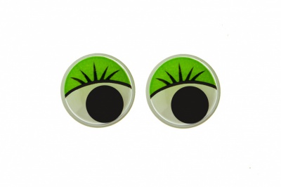 Глазки для игрушек, круглые, с бегающими зрачками, 12 мм/упак.50+/-2 шт, цв. -зеленый - купить в Тобольске. Цена: 96.01 руб.