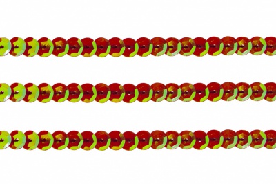Пайетки "ОмТекс" на нитях, CREAM, 6 мм С / упак.73+/-1м, цв. 96 - красный - купить в Тобольске. Цена: 484.77 руб.