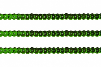 Пайетки "ОмТекс" на нитях, SILVER-BASE, 6 мм С / упак.73+/-1м, цв. 4 - зеленый - купить в Тобольске. Цена: 484.77 руб.