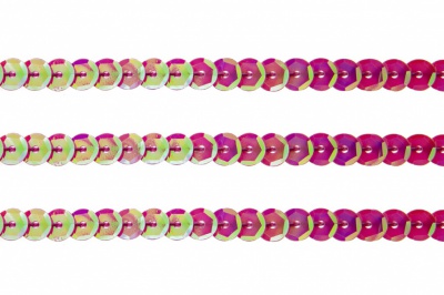 Пайетки "ОмТекс" на нитях, CREAM, 6 мм С / упак.73+/-1м, цв. 89 - розовый - купить в Тобольске. Цена: 468.37 руб.