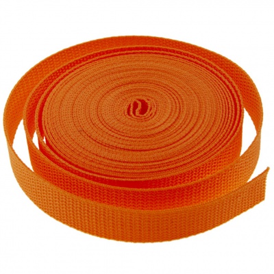 Стропа текстильная, шир. 25 мм (в нам. 50+/-1 ярд), цвет оранжевый - купить в Тобольске. Цена: 409.94 руб.