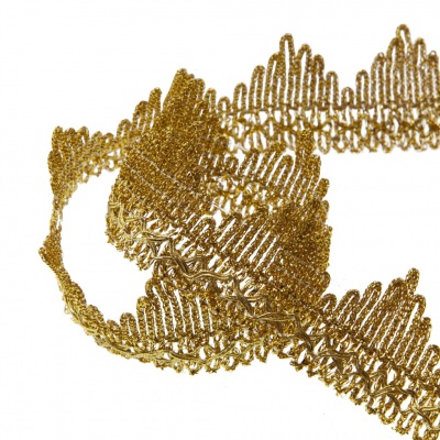 Тесьма металлизированная 0384-0240, шир. 40 мм/уп. 25+/-1 м, цвет золото - купить в Тобольске. Цена: 490.74 руб.