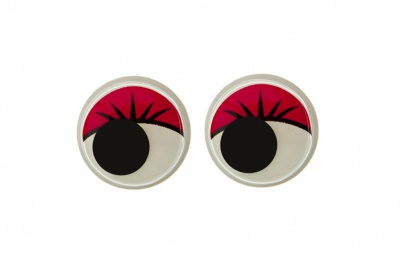 Глазки для игрушек, круглые, с бегающими зрачками, 12 мм/упак.50+/-2 шт, цв. -красный - купить в Тобольске. Цена: 95.04 руб.