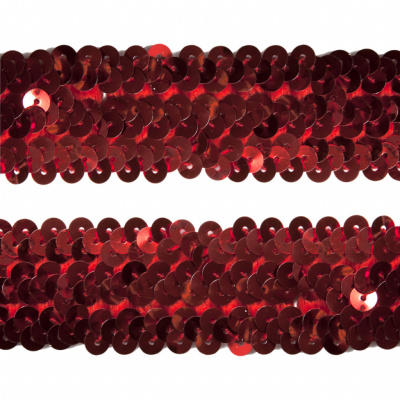 Тесьма с пайетками 3, шир. 30 мм/уп. 25+/-1 м, цвет красный - купить в Тобольске. Цена: 1 098.48 руб.