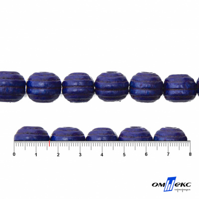 0309-Бусины деревянные "ОмТекс", 16 мм, упак.50+/-3шт, цв.006-синий - купить в Тобольске. Цена: 62.22 руб.