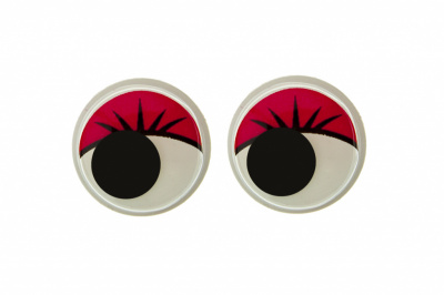 Глазки для игрушек, круглые, с бегающими зрачками, 15 мм/упак.50+/-2 шт, цв. -красный - купить в Тобольске. Цена: 113.01 руб.